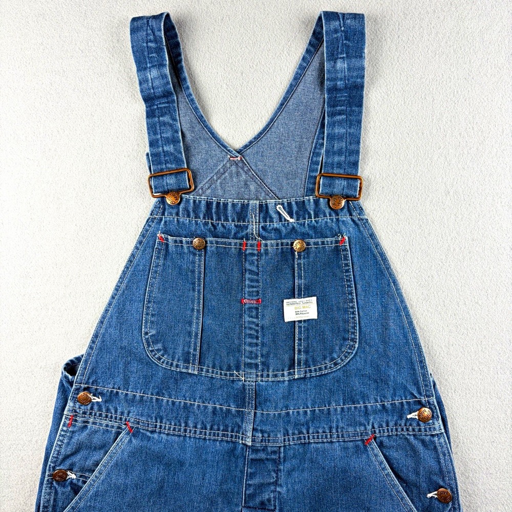 Vintage BIG MAC Square Bak Denim Bib Overalls 38x31.5 JCPenney Workwear Blue